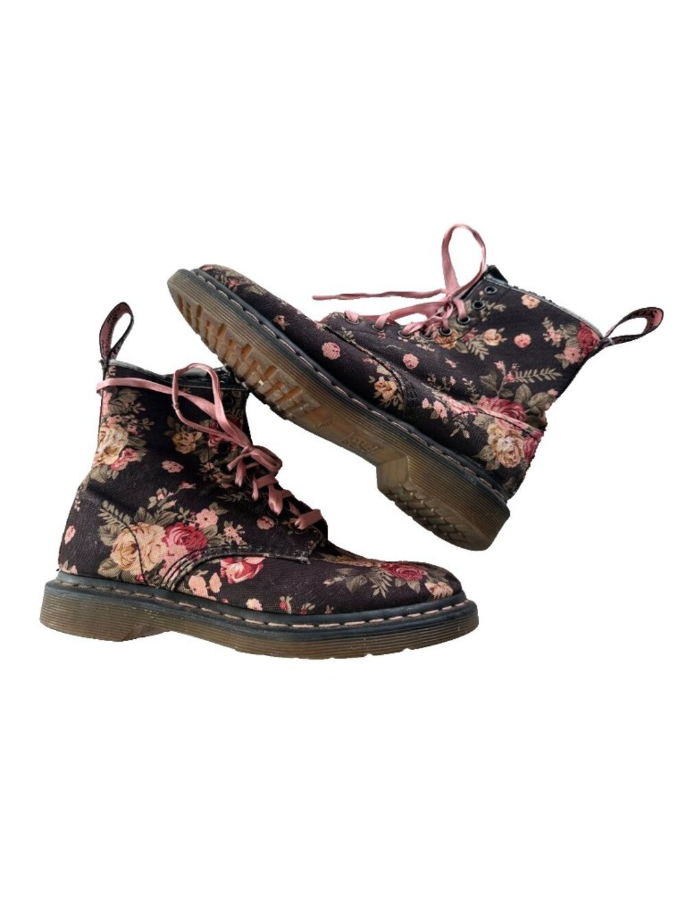 Dr. Martens US 8 Victorian Flowers Floral Canvas Boots Docs Combat